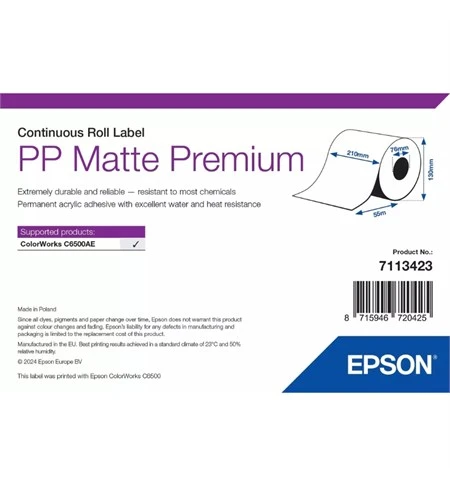 Epson PP Matte Premium Label, Continuous Roll - 210mm x 55m
